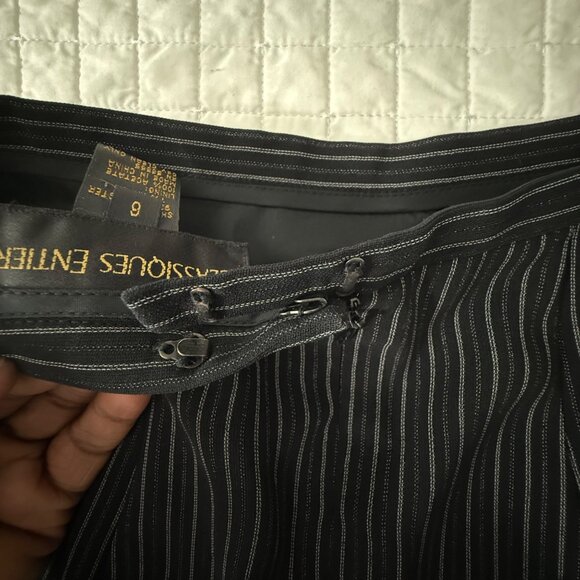 Classiques Entier Womens Black Pinstripe Midi Skirt Size 6 Polyester/Rayon Blend - Picture 7 of 11